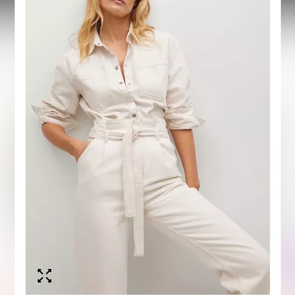 BNWT Mango Cream paper bag denim pants
